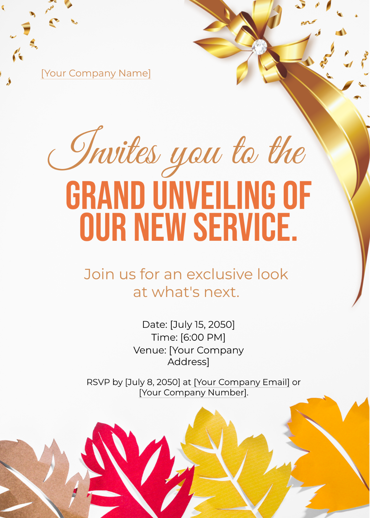 New Service Unveiling Invitation Card Template