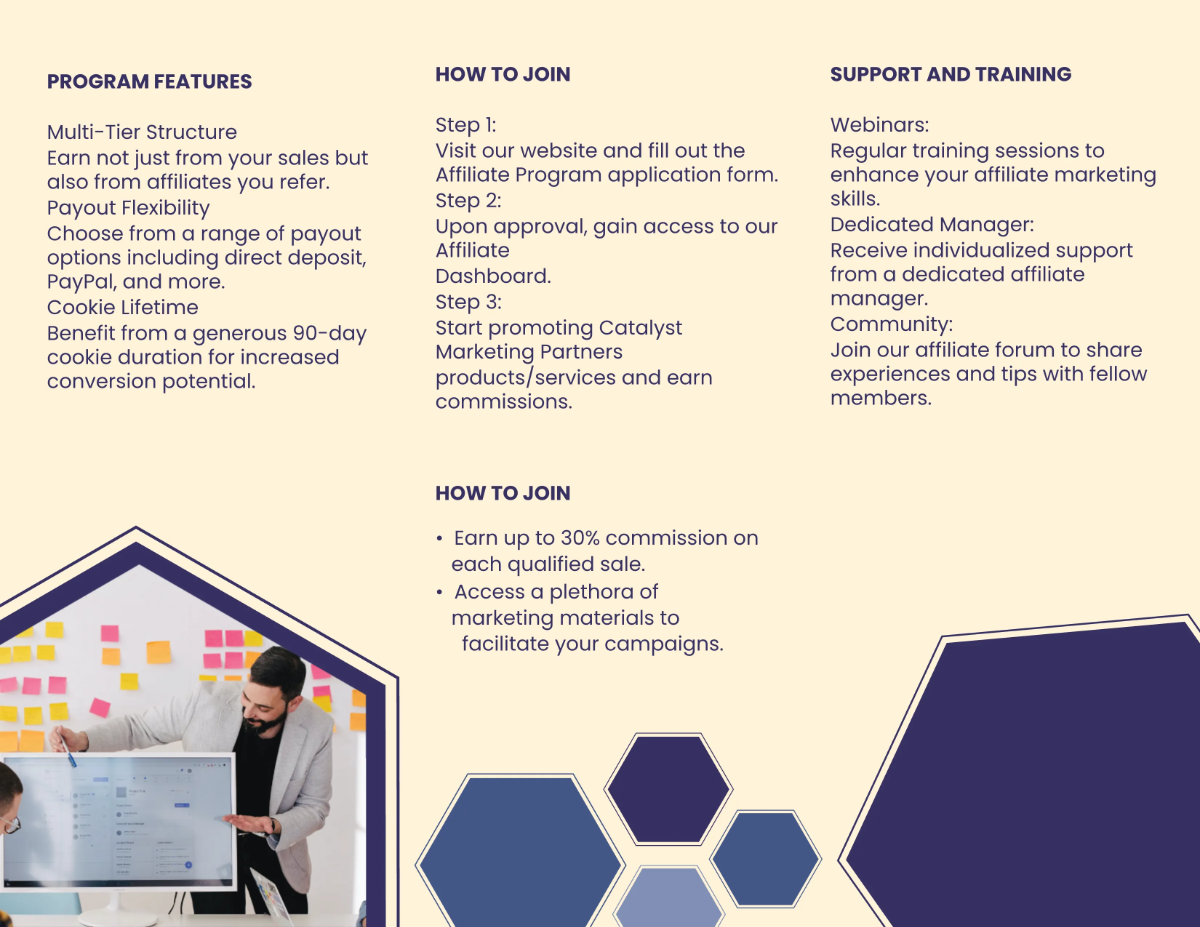 Free Marketing Affiliate Program Overview Brochure Template to Edit Online