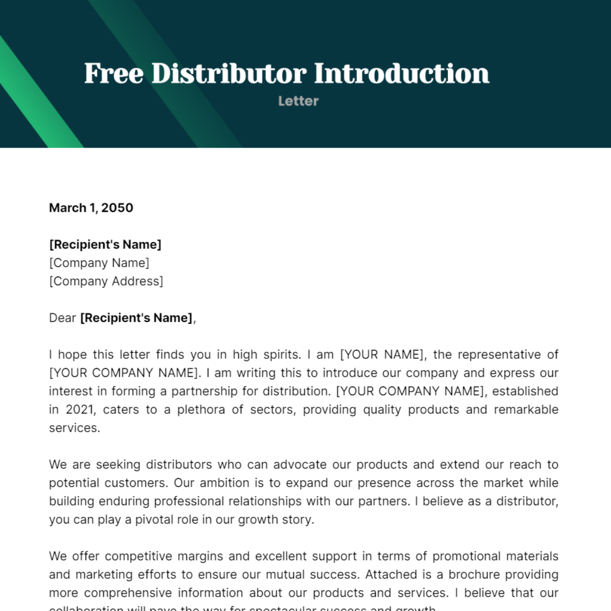 Distributor Introduction Letter Template