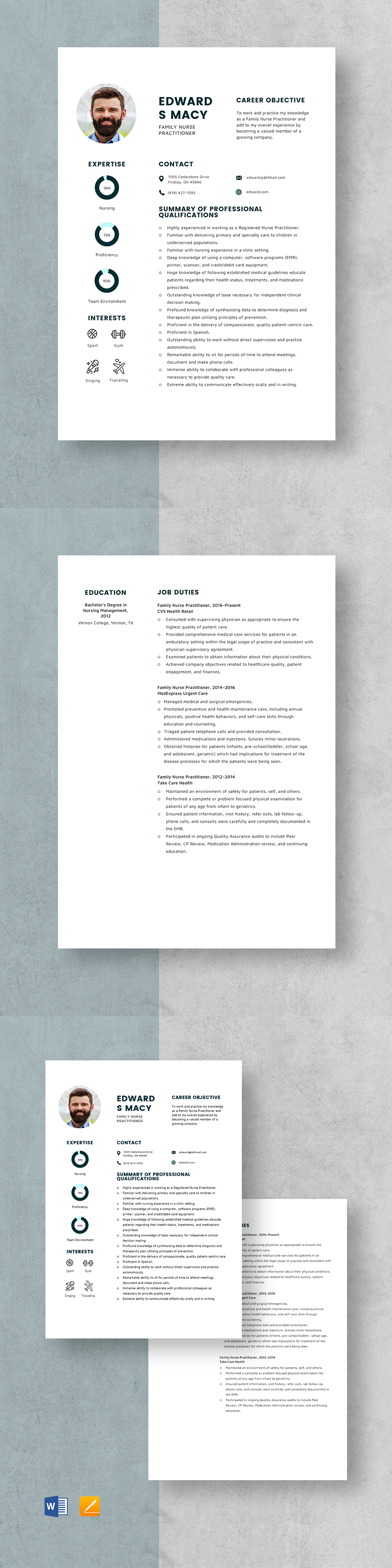 Holistic Nurse Practitioner Resume Template - Word, Apple Pages ...