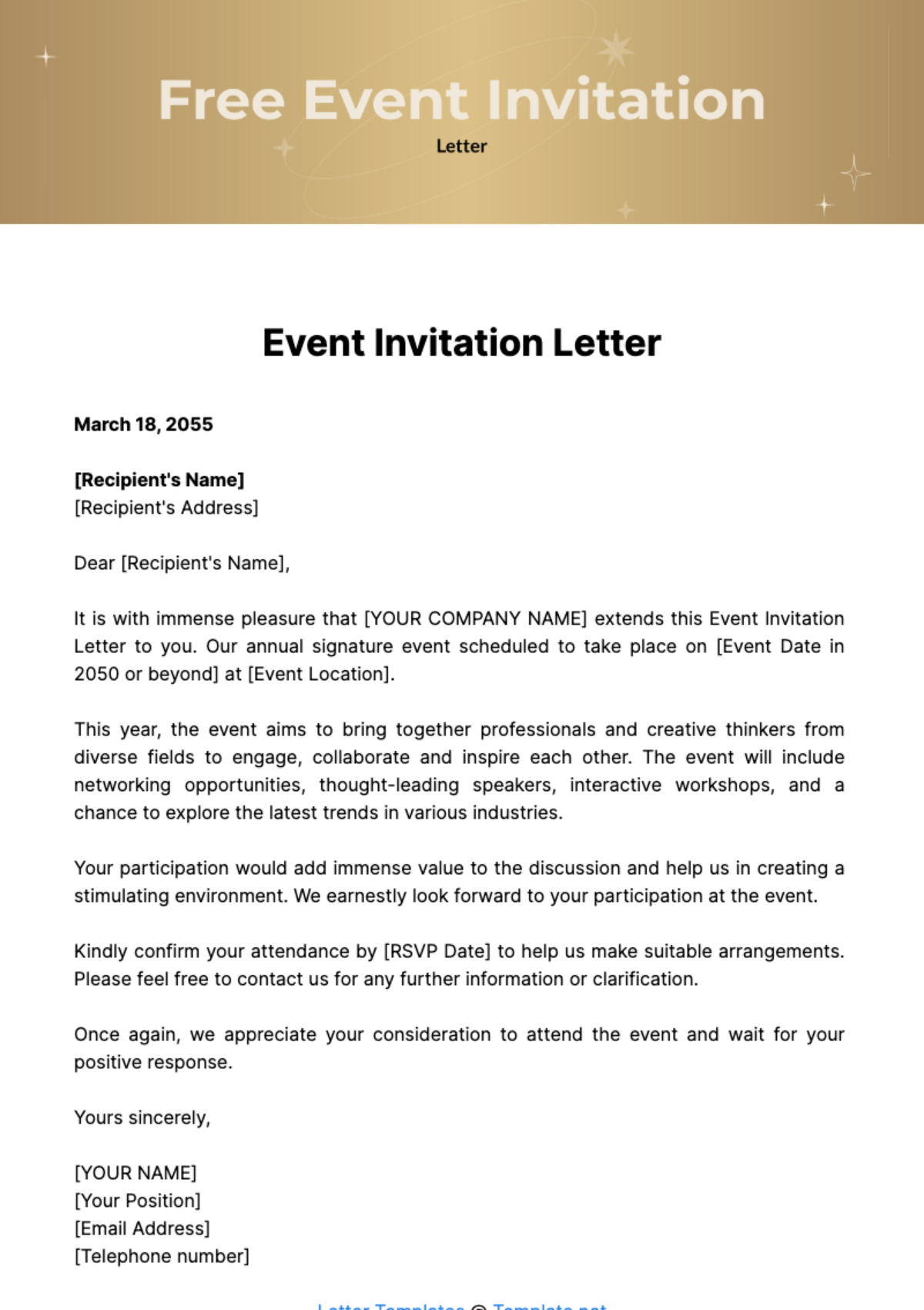 Free Event Invitation Letter Template