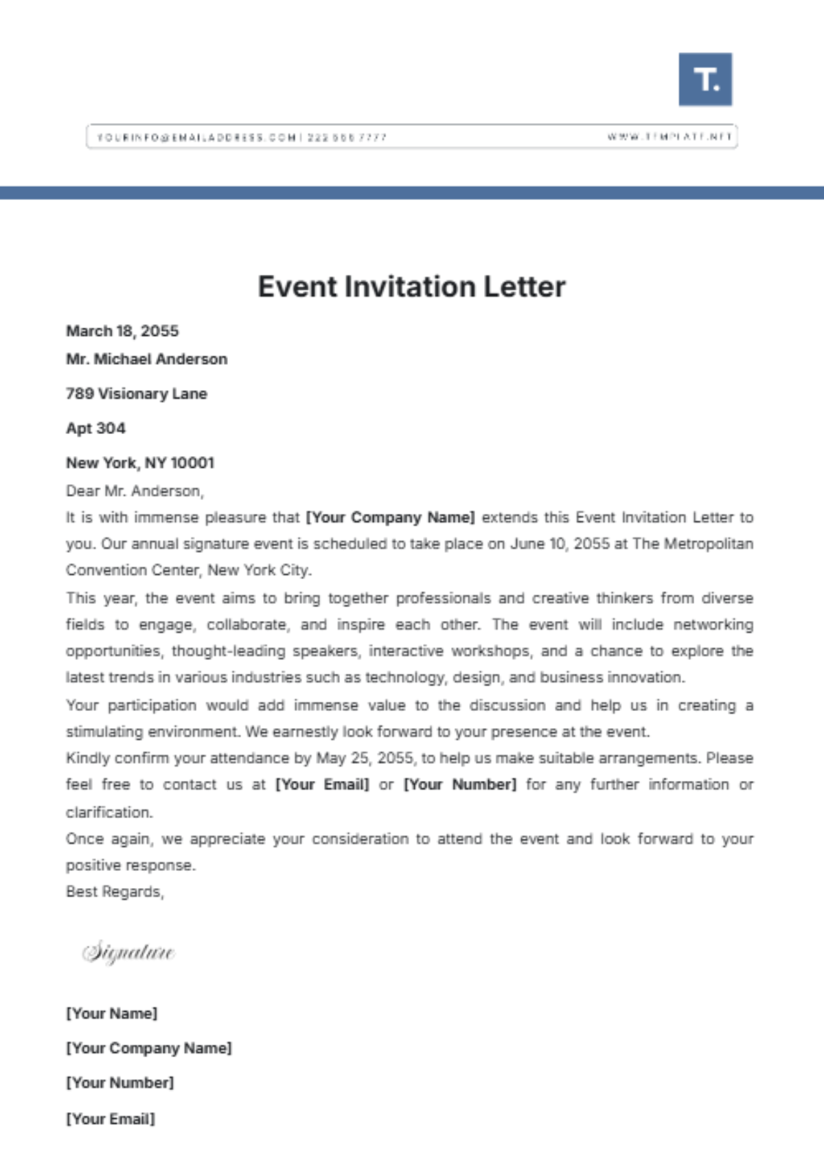 Event Invitation Letter Template