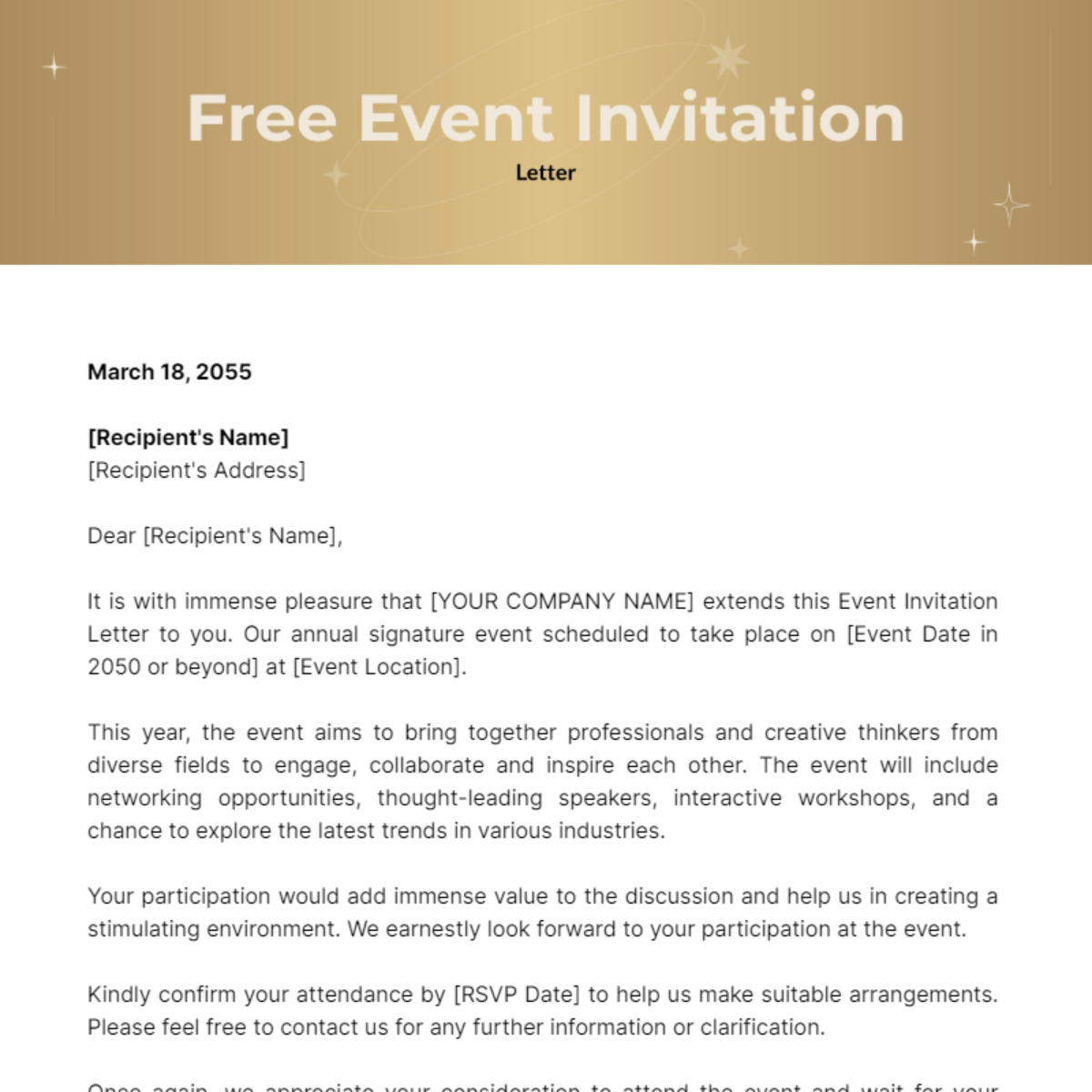 Event Invitation Letter Template