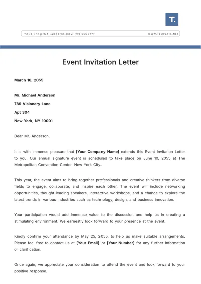 Free Event Invitation Letter Template to Edit Online