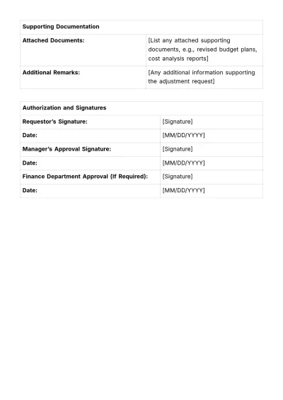 Free Financial Budget Adjustment Slip Template to Edit Online