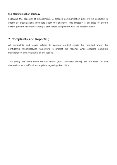 Free Account Control Policy Template to Edit Online