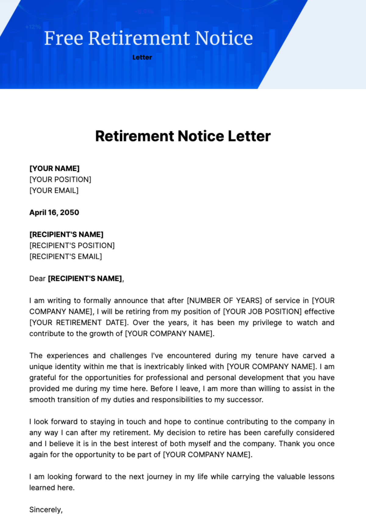 Free Retirement Notice Letter Template