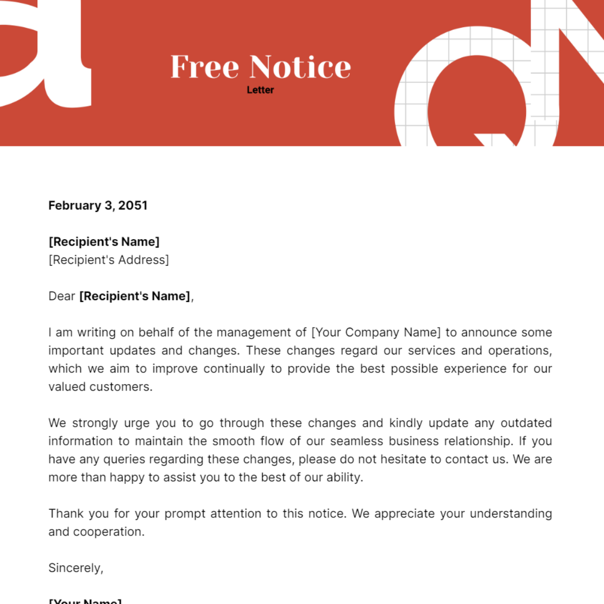 Notice Letter Template