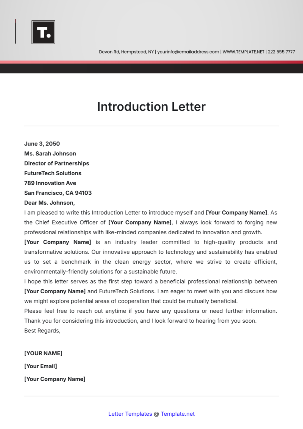 Introduction Letter Template