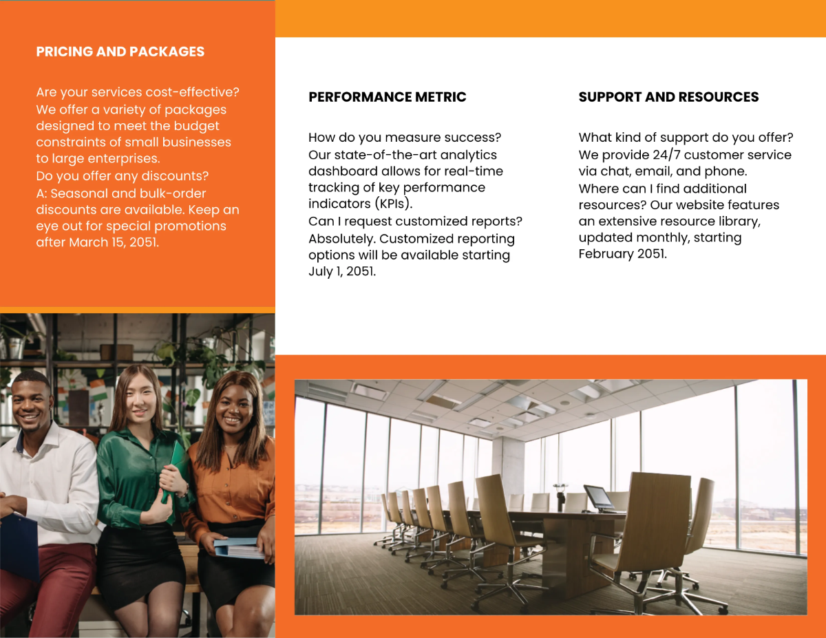 Free Marketing FAQ Guide Brochure Template to Edit Online