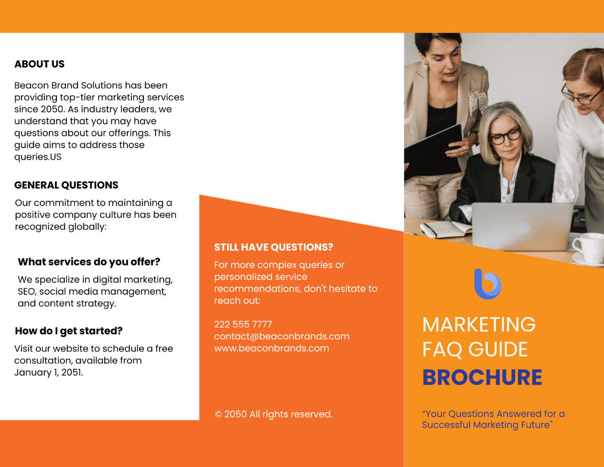 Marketing FAQ Guide Brochure Template - Edit Online & Download