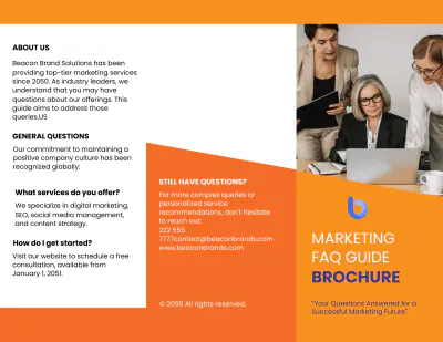Free Marketing FAQ Guide Brochure Template to Edit Online