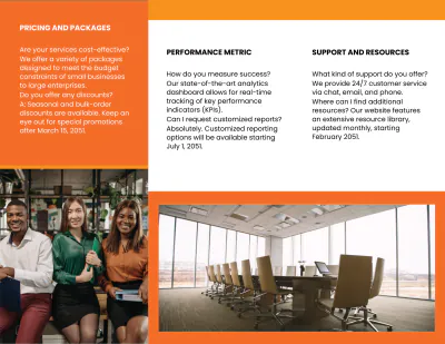 Free Marketing FAQ Guide Brochure Template to Edit Online