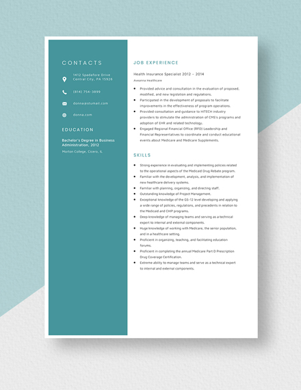 health-insurance-specialist-resume-template-word-apple-pages