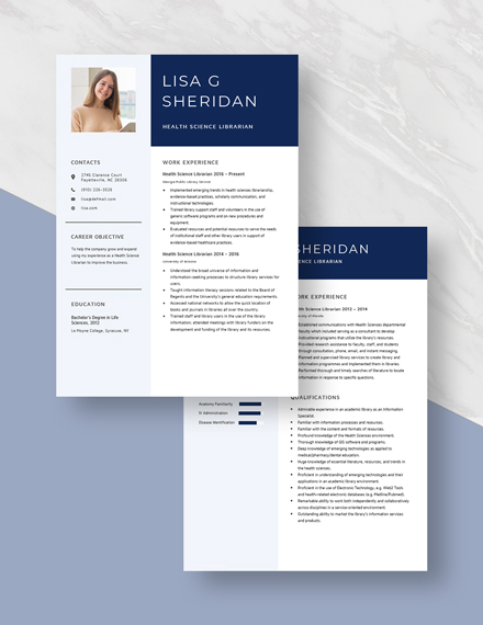 Health Science Librarian Resume  Download