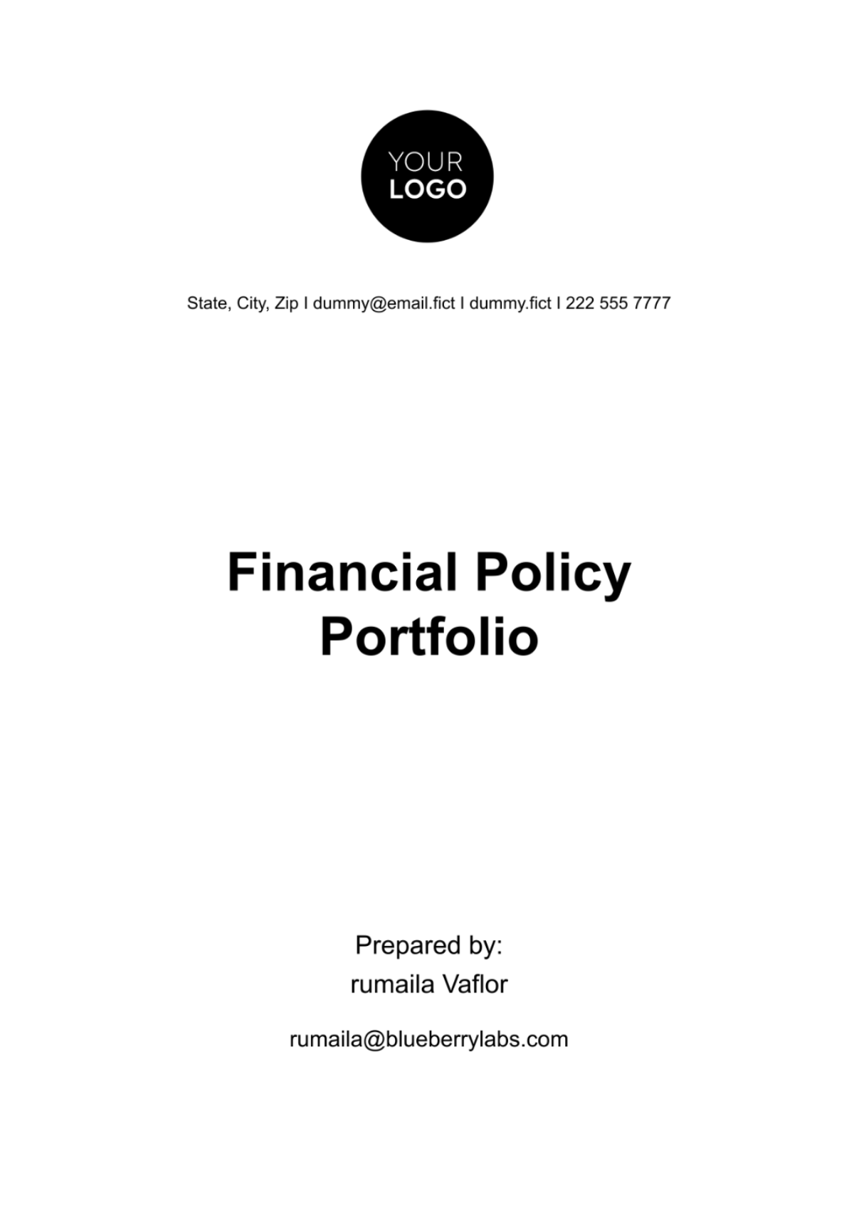 Financial Policy Portfolio Template - Edit Online & Download