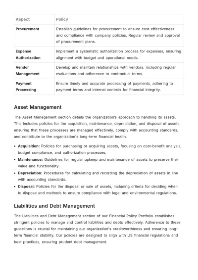 Free Financial Policy Portfolio Template to Edit Online