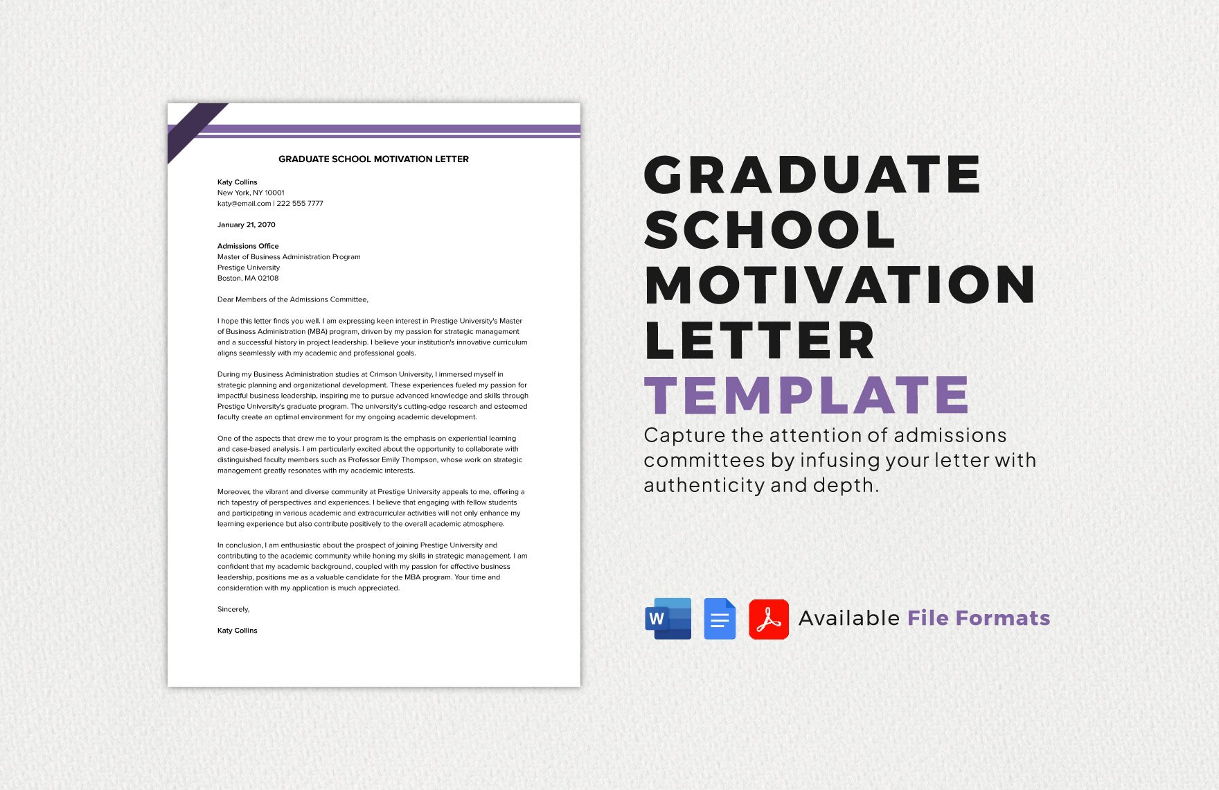 Graduate School Motivation Letter Template