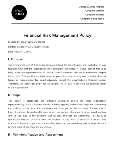 Free Finance Internal Control Policy Outline Template to Edit Online