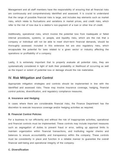 Free Finance Internal Control Policy Outline Template to Edit Online