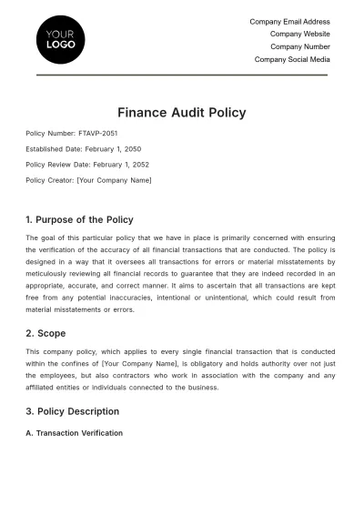 Free Finance Audit Policy Template to Edit Online