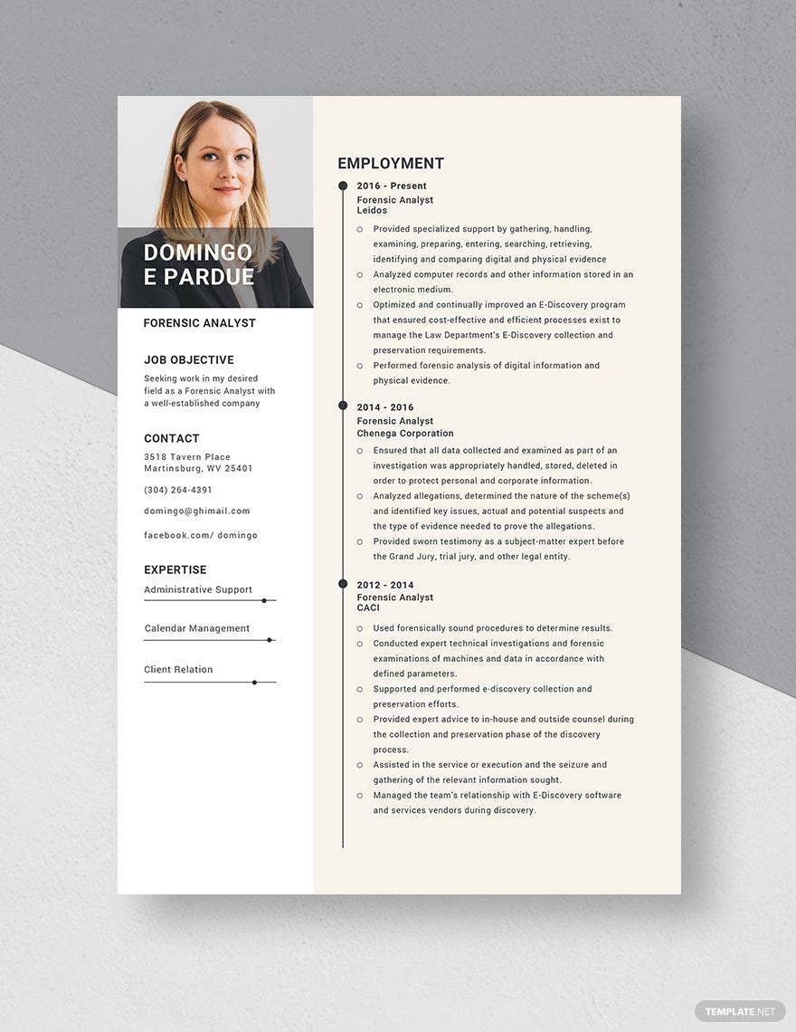 Forensic Analyst Resume Template