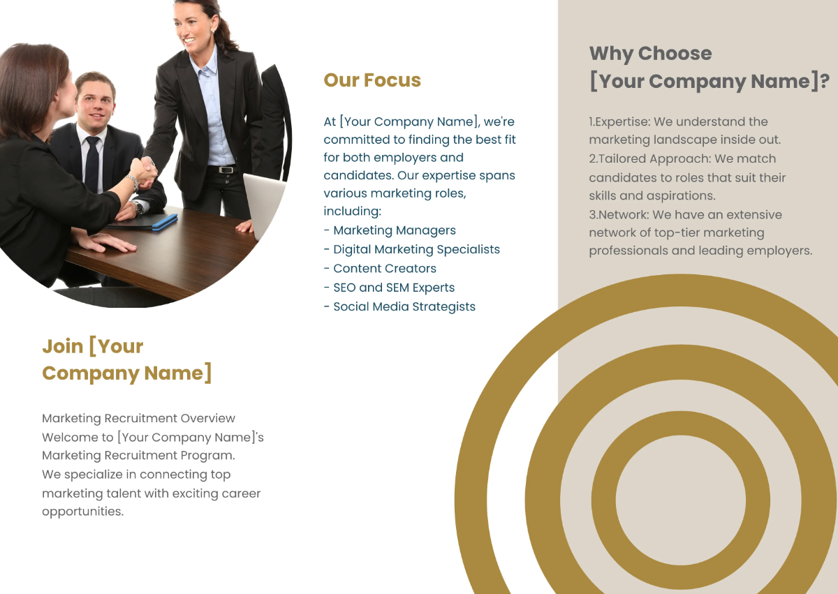 Free Marketing Recruitment Overview Pamphlet Template to Edit Online