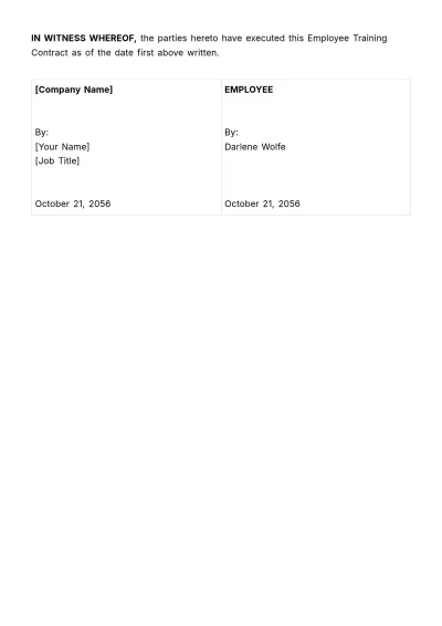 Free Employee Training Contract HR Template to Edit Online