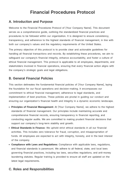 Free Financial Procedures Protocol Template to Edit Online