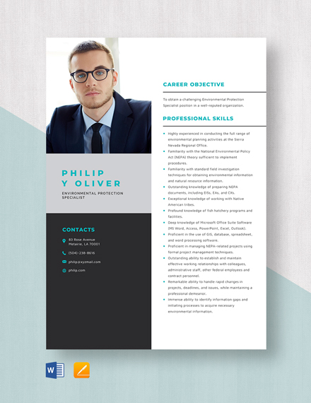 FREE Environmental Resume Template - Download In Word, Apple Pages ...