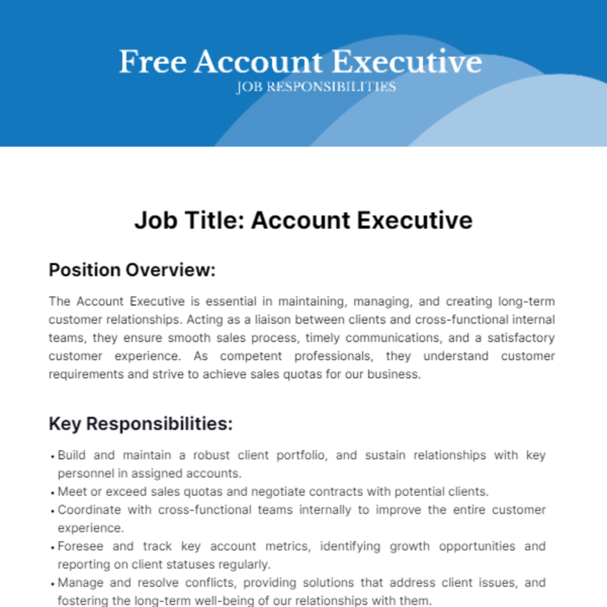 Free Account Executive Job Responsibilities Template