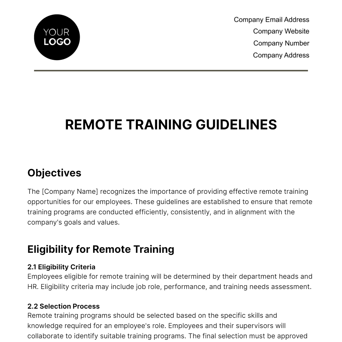 Free Remote Training Guidelines HR Template