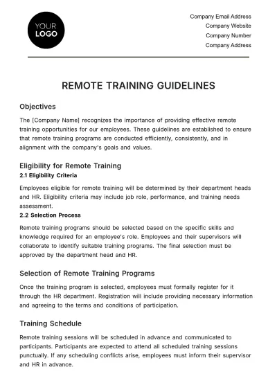 Free Remote Training Guidelines HR Template to Edit Online