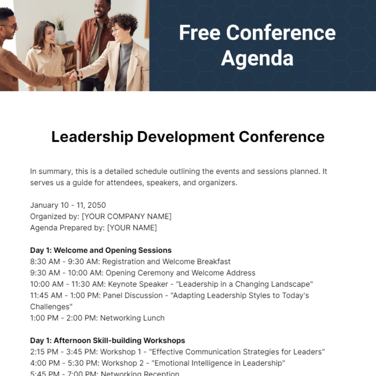 Conference Agenda  Template