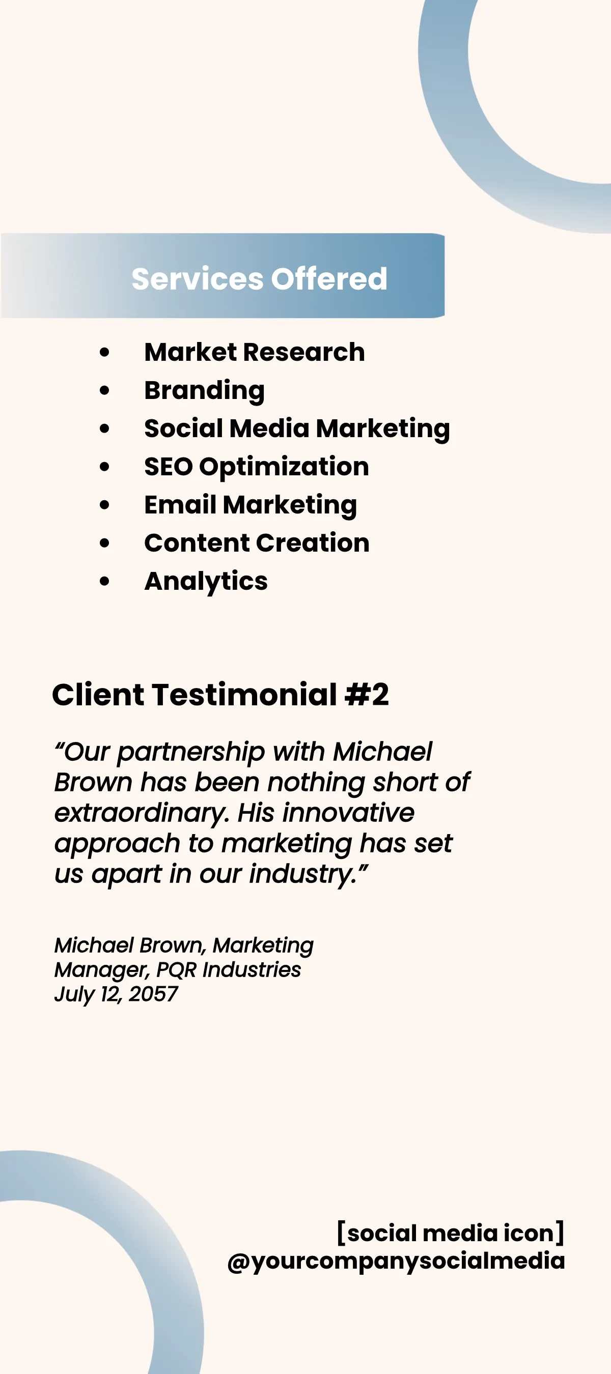 Free Marketing Client Testimonials Rack Card Template to Edit Online
