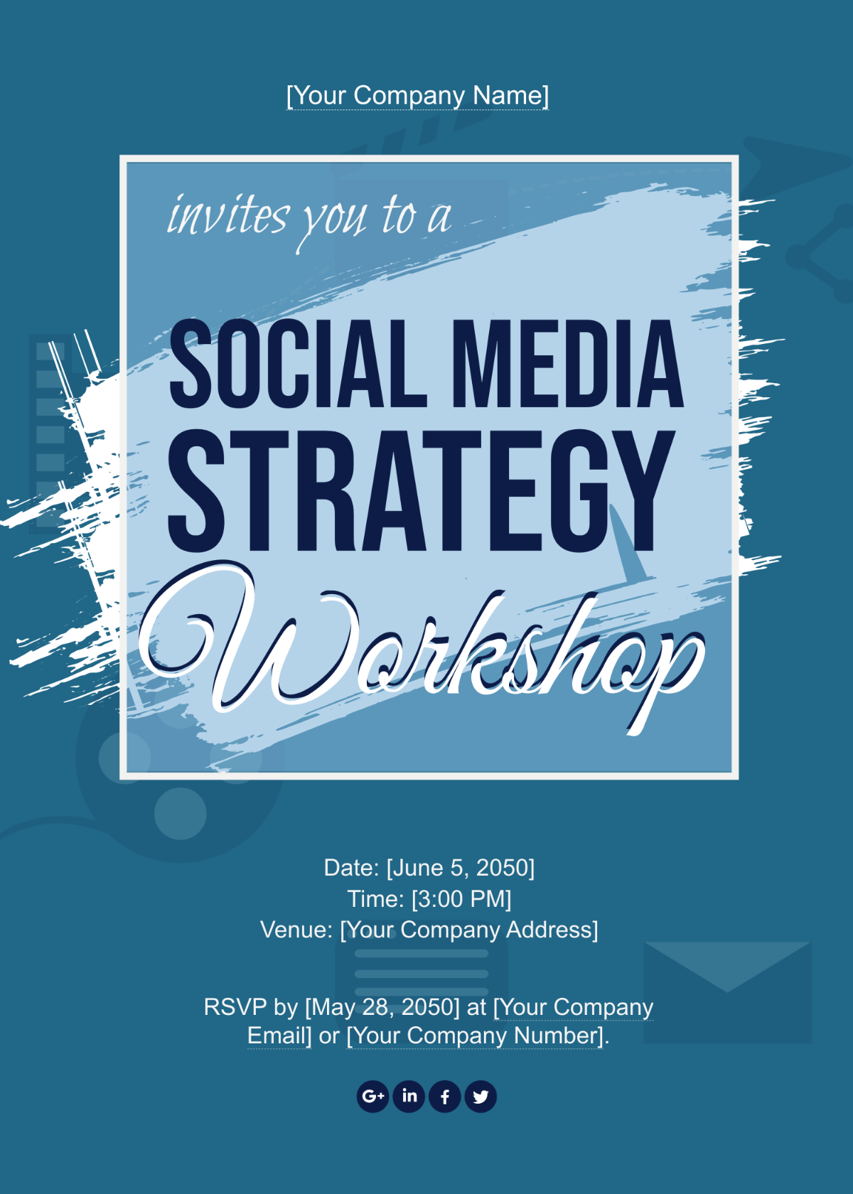 Social Media Strategy Workshop Invitation Card Template