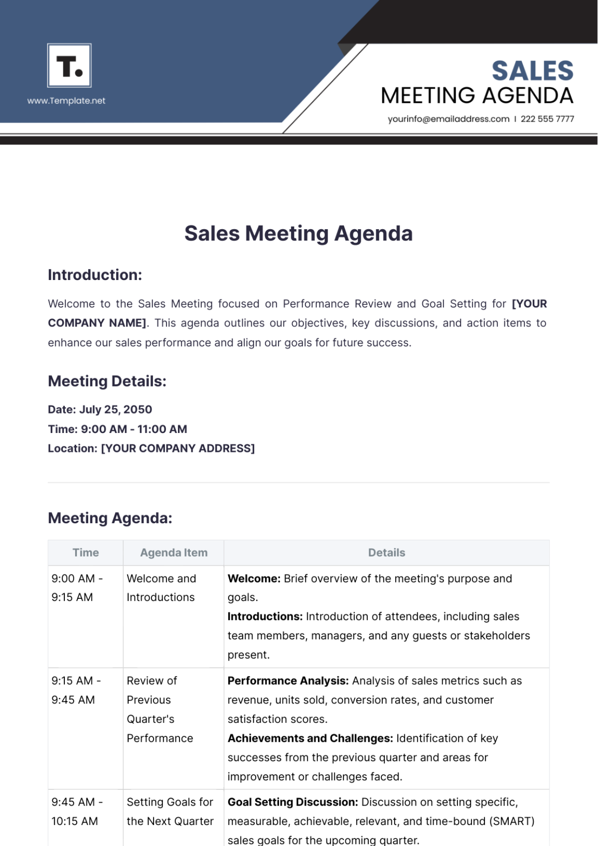 Sales Meeting Agenda Template - Edit Online & Download