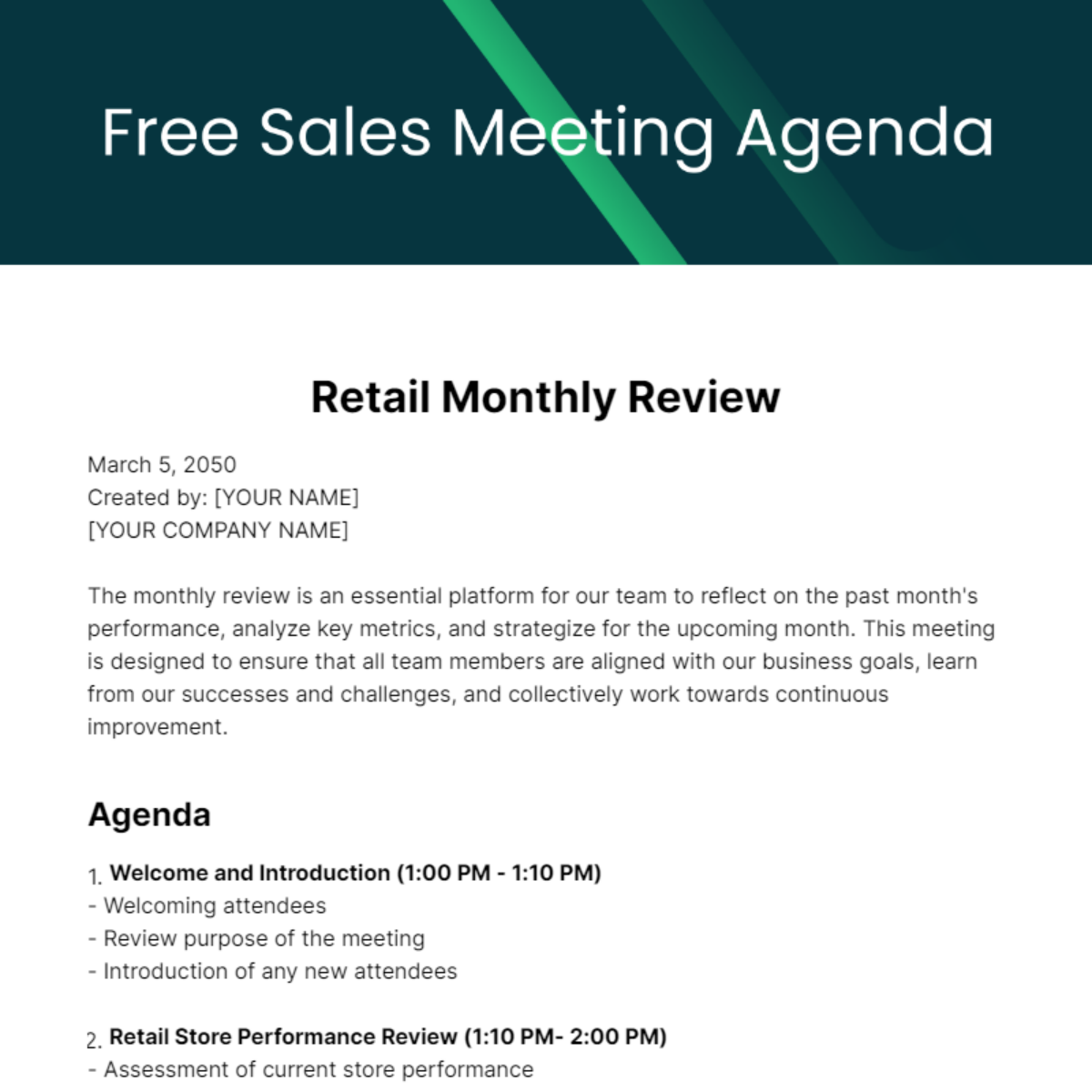 Sales Meeting Agenda  Template