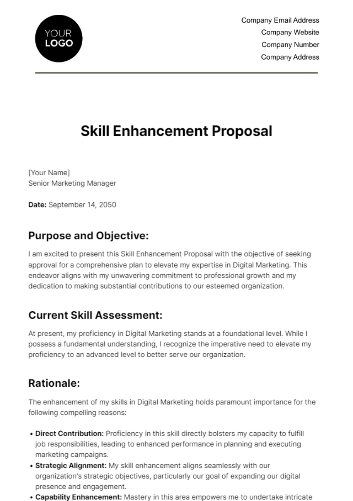 Skill Enhancement Proposal HR Template