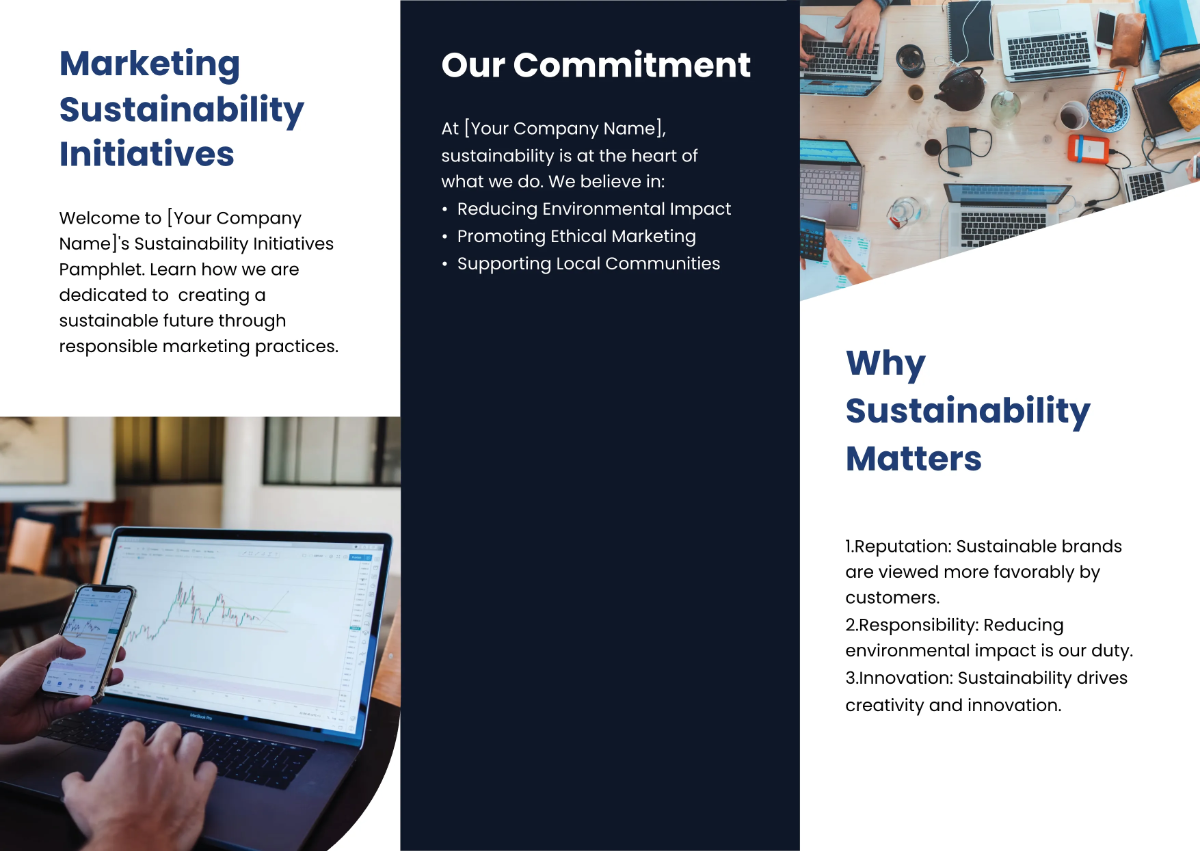 Free Marketing Sustainability Initiatives Pamphlet Template to Edit Online