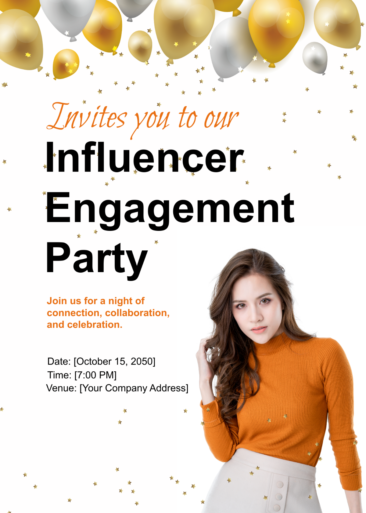 Free Influencer Engagement Party Invitation Card Template
