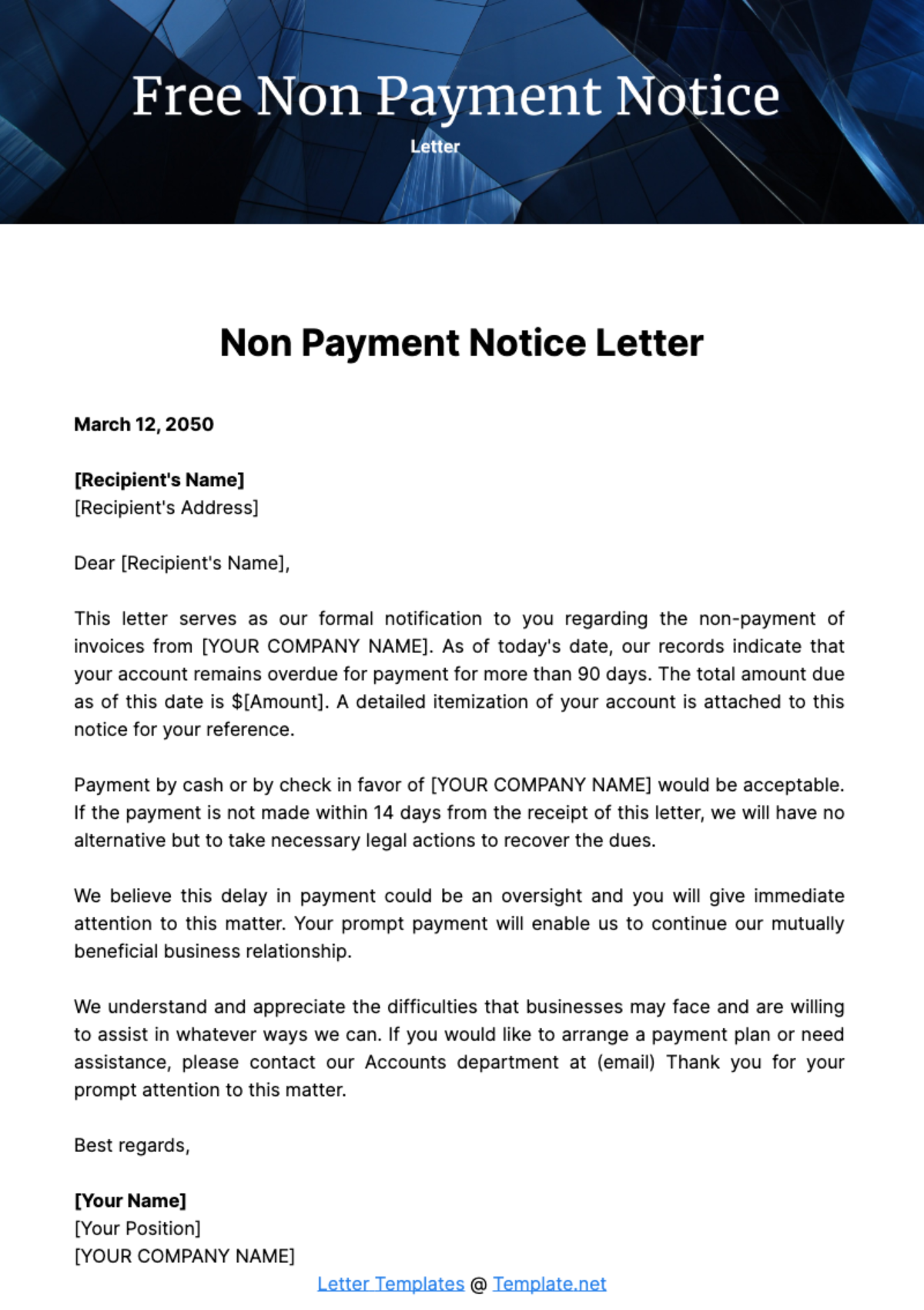 Free Non Payment Notice Letter Template