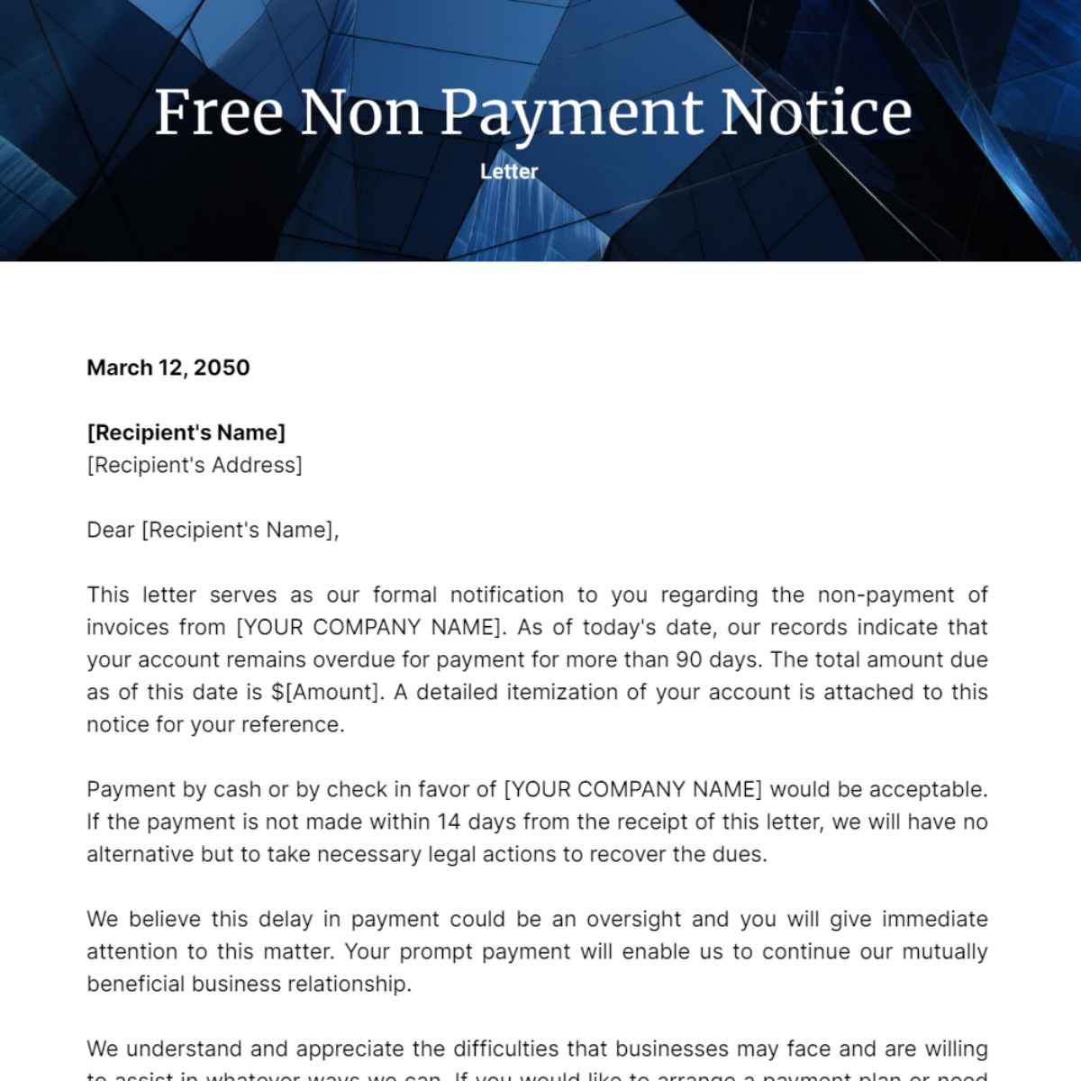 Non Payment Notice Letter Template