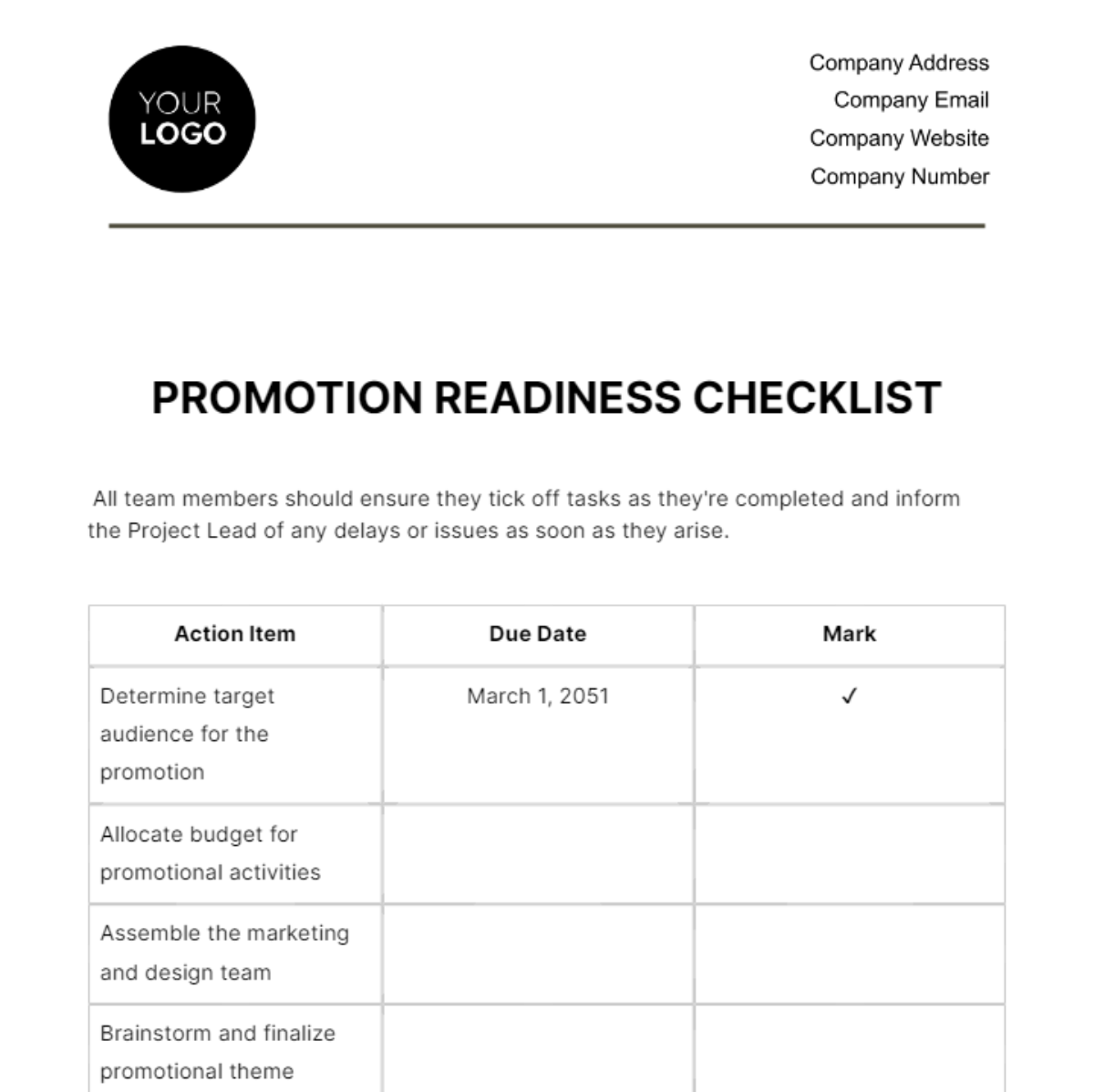 Promotion Readiness Checklist Hr Template - Edit Online & Download 