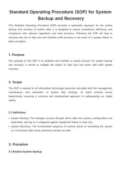 Free Standard Operating Procedure (SOP) Template to Edit Online