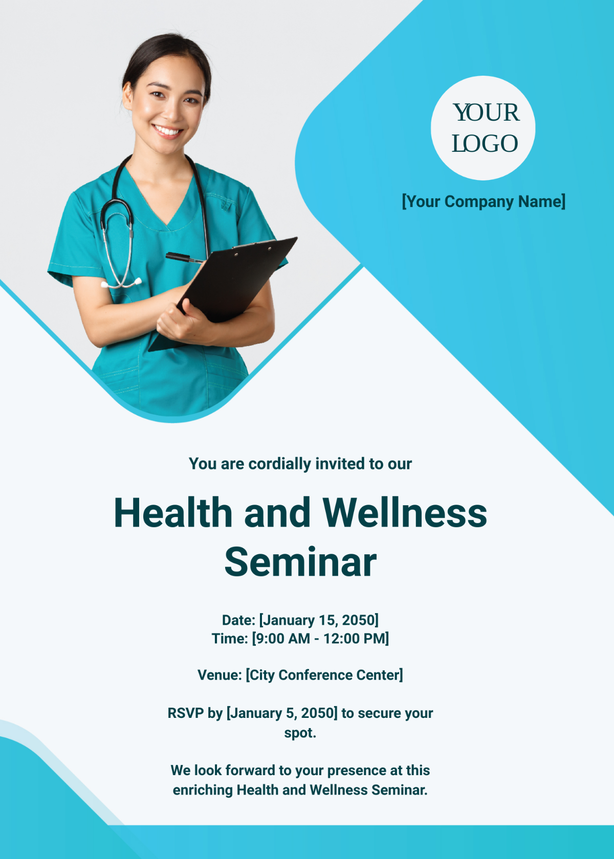 Health and Wellness Seminar Invitation Card Template