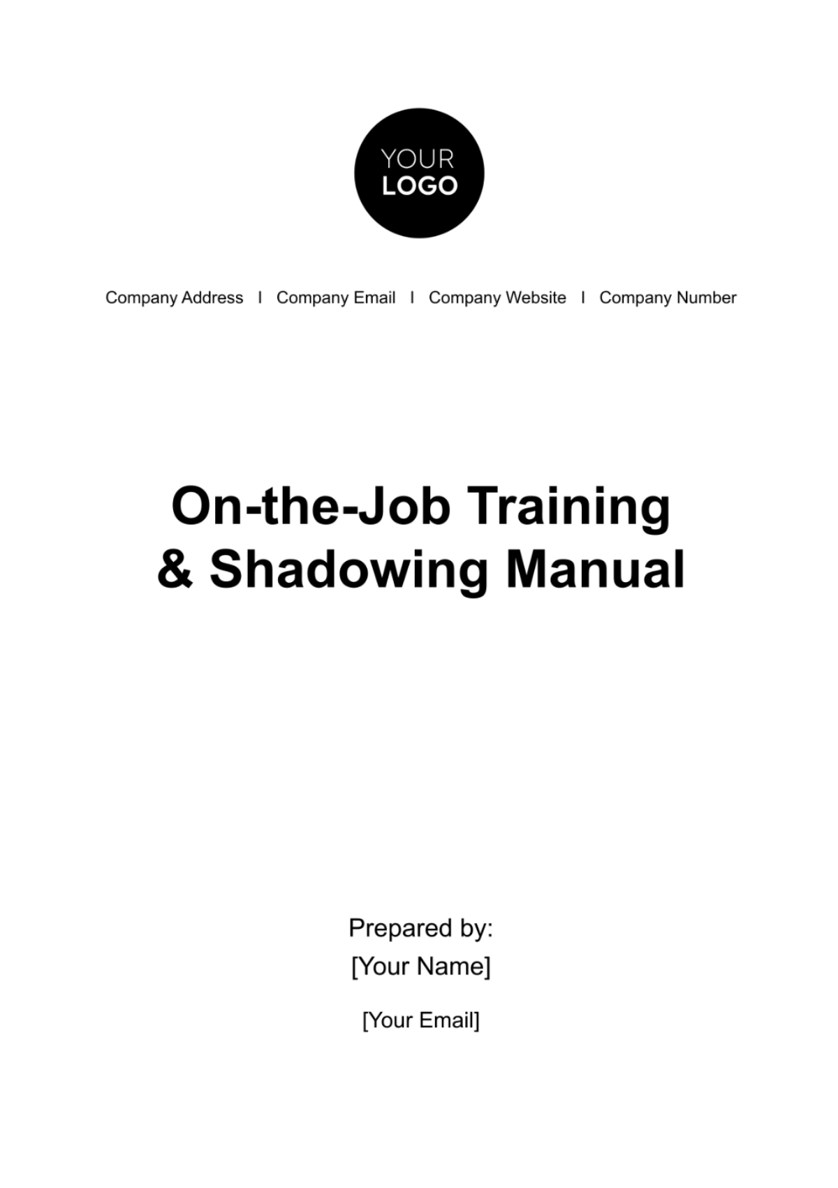 On-the-job Training & Shadowing Manual HR Template