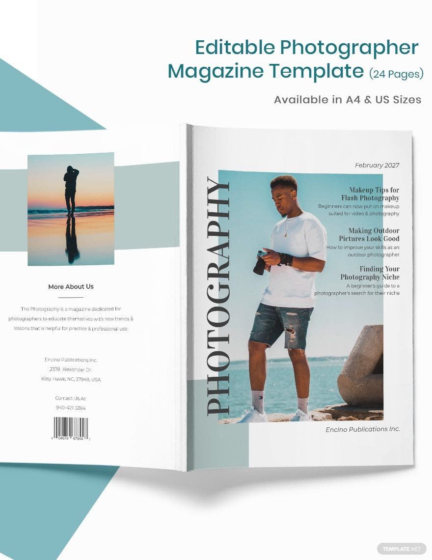 Editable Photographer Magazine Template