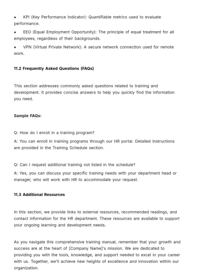 Free Comprehensive Training Manual HR Template to Edit Online