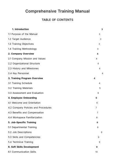Free Comprehensive Training Manual HR Template to Edit Online